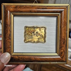 Vintage Italian Luso Mart Artisans Framed Repoussed 925 Miniature Landscape